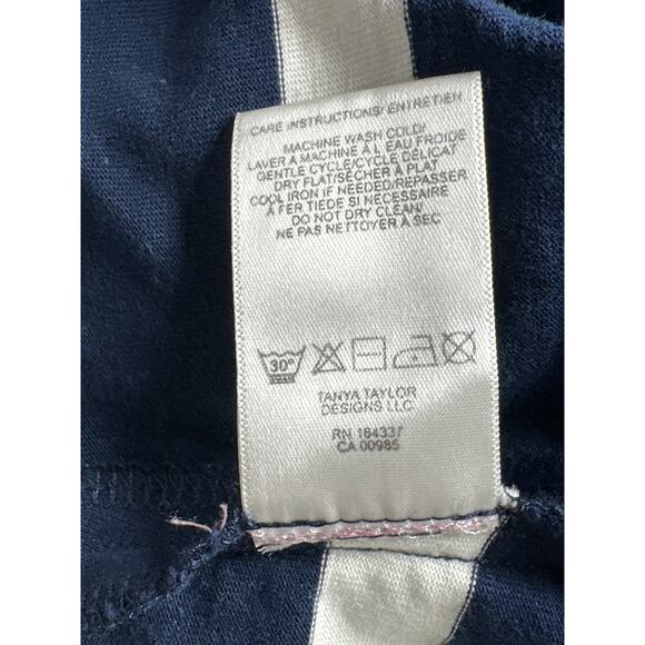 Tanya Taylor Cassidy Dress Patchwork Striped Eyelet Midi Maritime Blue Multi M - Picture 5 of 7